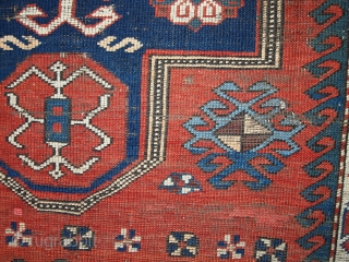 #1C427  Hand made antique Caucasian Kazak prayer rug 3.8' x 5.2' (116cm x 160cm) C.1900s                 