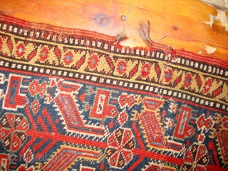 #1A05 Collectible antique Khamseh, in original condition : has some age ware on the endings and cut in the middle, 2' x 2.6'          