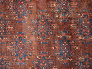 #1B205 Hand made antique collectible Turkoman rug 3.8' x 5.6' 1880, in a good condition for that age               