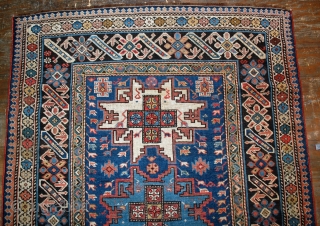 #1B520  Hand made antique Caucasian Chichi rug 3.9' x 6.2' ( 119cm x 189cm ) C.1880s                