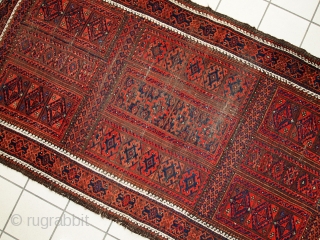 #1C286  Handmade antique Afghan Baluch rug 3.3' x 6.1' ( 100cm x 188cm ) 1900.C
                 