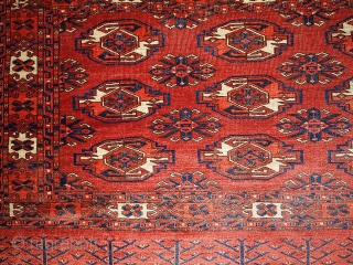 #1B337  Handmade antique collectible Turkoman Kizyl Ayak rug 2.10' x 4.4' ( 89cm x 134cm ) 1880.C
               