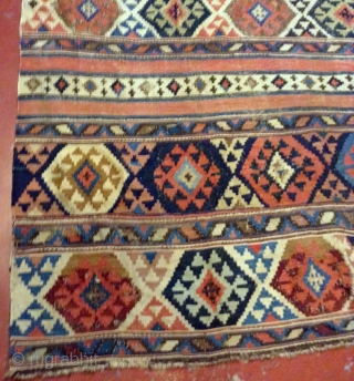 #1F06 Handmade Caucasian Shirvan kilim 4.9' x 7.6' ( 149cm x 231cm) c.1860                    