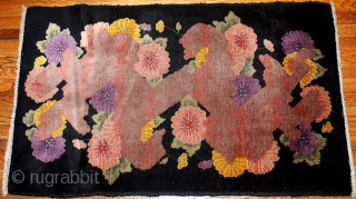 #1B79  Handmade antique Chinese Art Deco rug 2.6' X 4.4' ( 79cm X 134cm ) C.1920                
