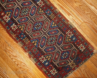 #1B349A  Hand made antique collectible Turkish Yastik rug 1.5' X 3' ( 45cm X 91cm ) C.1880               