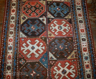 #1B521  Hand made antique Caucasian Kazak Mohan rug 3.8' x 8.2' ( 116cm x 250cm ) 1880.C               