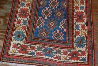 #1B522  handmade antique Caucasian Gendje rug 3.2' x 8' ( 97cm x 244cm ) 1880.C                 
