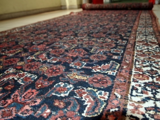 #1C448  hand made antique Persian Malayer runner 3.5' x 13.5' ( 108cm x 412cm ) 1920.C                