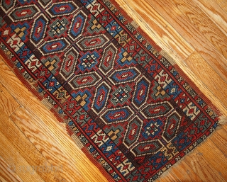 #1B349  Handmade antique collectible Turkish Yastik rug 1.5' x 3' ( 45cm x 91cm ) 1880.C
                