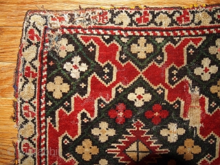 #1B311  Handmade antique collectible Armenian Karabakh pair of rugs 1.4' x 1.5' ( 42cm x 45cm ) 1880.C
              