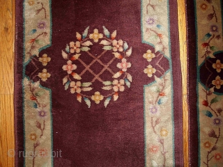 #1B368  Handmade antique Art Deco Chinese pair of rugs 2' x 3.10' ( 61cm x 119cm ) 1920.C
              