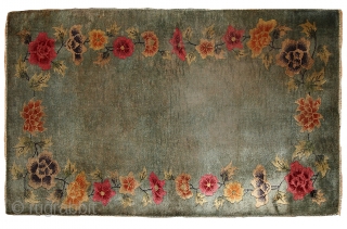 #1B394  Hand made antique Art Deco Chinese rug 2.10' x 4.7' ( 89cm x 143cm ) 1920.C
               