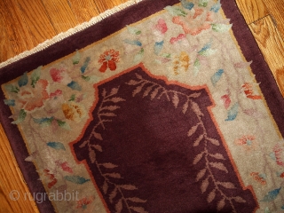 #1B397  Handmade antique Art Deco Chinese rug 2.2' x 3.11' ( 67cm x 121cm ) 1920.C
                