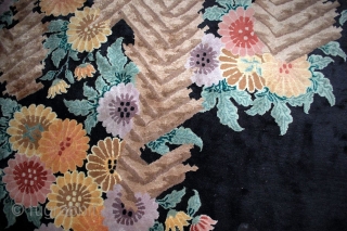 #1B410  Handmade antique Art Deco Chinese rug 7.10' x 10.10' ( 242cm x 301cm ) 1920.C
                