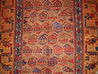 #1B413  Handmade antique Persian Kurdish rug 4.1' x 7.6' ( 125cm x 231cm ) 1880.C
                 