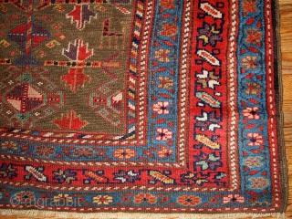 #1B415  Handmade antique Persian Kurdish rug 4' x 7.6' ( 122cm x 231cm ) 1880.C
                 