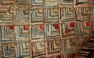 #1B497  Hand made antique American hooked rug 2' x 3' ( 61cm x 91cm ) 1900.C
                