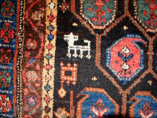 #1B418  Handmade antique Persian Kurdish rug 3.10' x 5.9' ( 120cm x 179cm ) 1880.C                 