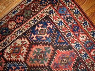 #1B423  Handmade antique Persian Kurdish rug 4.2' x 6.3' ( 128cm x 193cm ) 1880.C
                 