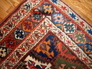 #1B423  Handmade antique Persian Kurdish rug 4.2' x 6.3' ( 128cm x 193cm ) 1880.C
                 
