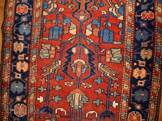 #1B429  Handmade antique Persian Lilihan runner 3.3' x 10.2' ( 100cm x 310cm ) 1920.C
                 