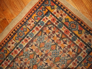 #1B344  Hand made antique collectible Persian Camel hair rug 2.3' x 3' ( 70cm x 91cm ) C.1900              