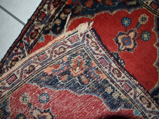 #1C356  Handmade antique collectible Persian Tabriz double mat rug 1.7' x 4.7' ( 52cm x 143cm ) 1910.C
              