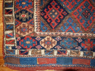 #1B335 Antique collectible NW Persian Kurdish bag face 2.2' x 2.7' 1880,in original good condition.                  