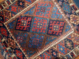 #1B335 Antique collectible NW Persian Kurdish bag face 2.2' x 2.7' 1880,in original good condition.                  