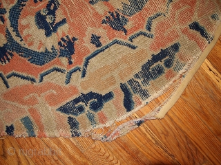 #1B339 Collectible Chinese 'Ningsha" oval rug 3.9' x 4.5' 1850, in original condition: age ware.                  