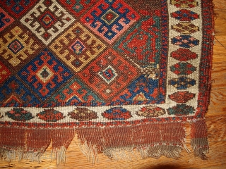 #1B341 collectible Northwest Persian Jaf Kurdish bag face 1.10' x 2.3' 1880, in original good condition.                 