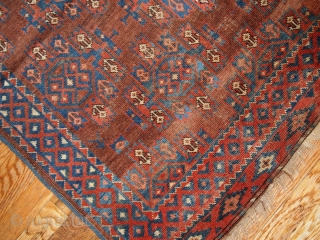 #1B205  Hand made antique collectible Turkoman rug 3.8' x 5.6' ( 116cm x 170cm ) C.1880                