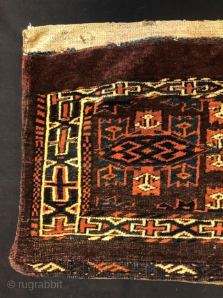 Antique Turkmen Yamut Torba Pure Wool Natural Color 83x36 cm                       