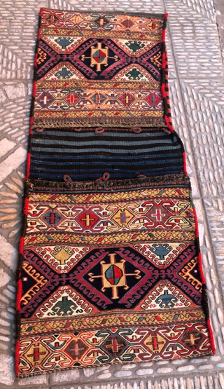 Antique shasavan saddle bag in good condition 120x45 cm                        