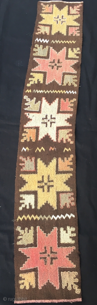 Antique uzbekistan wool embroideri tent band fragment 118 x 22 cm                      