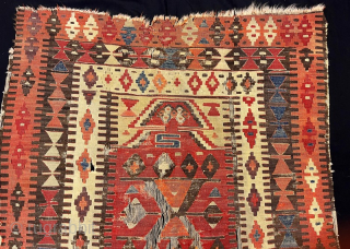 Antique anatolian kilim fragment 156x123 cm                           