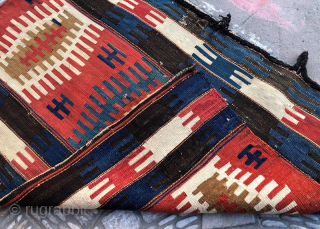 Antique caucasian kilim mafrash panel 94 x 65 cm                        