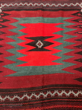 Antique Bahtiyari Kurdish Kilim Sofra Pure Wool Natural Dyes, 135x130 cm                      