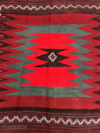 Antique Bahtiyari Kurdish Kilim Sofra Pure Wool Natural Dyes, 135x130 cm                      