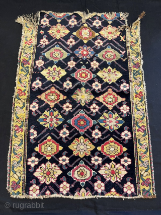 Antique karabag rug fragment pure wool natural color 96x67cm                        