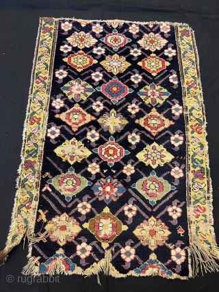 Antique karabag rug fragment pure wool natural color 96x67cm                        