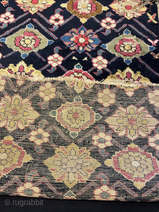 Antique karabag rug fragment pure wool natural color 96x67cm                        