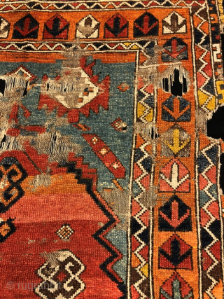 18 th century anatolian rug fragment 130x106 cm                         