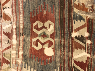 Early 18 th century anatolian kilim fragment                          