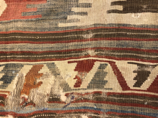 Early 18 th century anatolian kilim fragment                          
