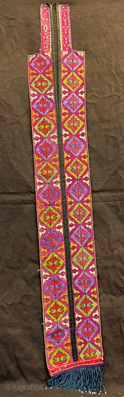 Antique Uzbekistan Lakai silk embroidered belt for kaftan,102x16 cm                        