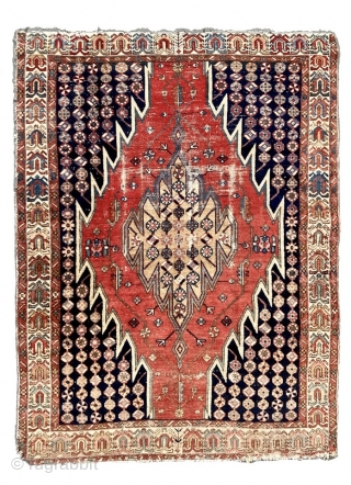 Friendly Mazlaghan, cute north Persian colors. 137x180 cm (4’6”x 5’11”). 1920-1930                      