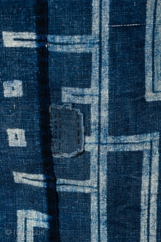 This is a boro futon cover, made up indigo dyed cottons that are first cut into re-usable pieces, and then patched together. 

As was customary in old Japan, cloth was recycled and  ...