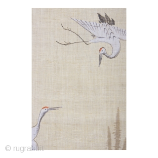 This is a beautiful girl's hemp kimono with hand painted motifs of crane and pine. For the Japanese, the crane--or tsuru--is considered a national treasure, appearing in art, literature and folklore. The  ...