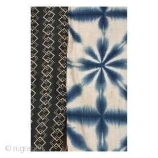 This is a striking shibori dyed han juban, which is often worn underneath a kimono. Shibori is a Japanese dying technique where patterns are made by binding, stiching, folding, twisting, and compressing  ...